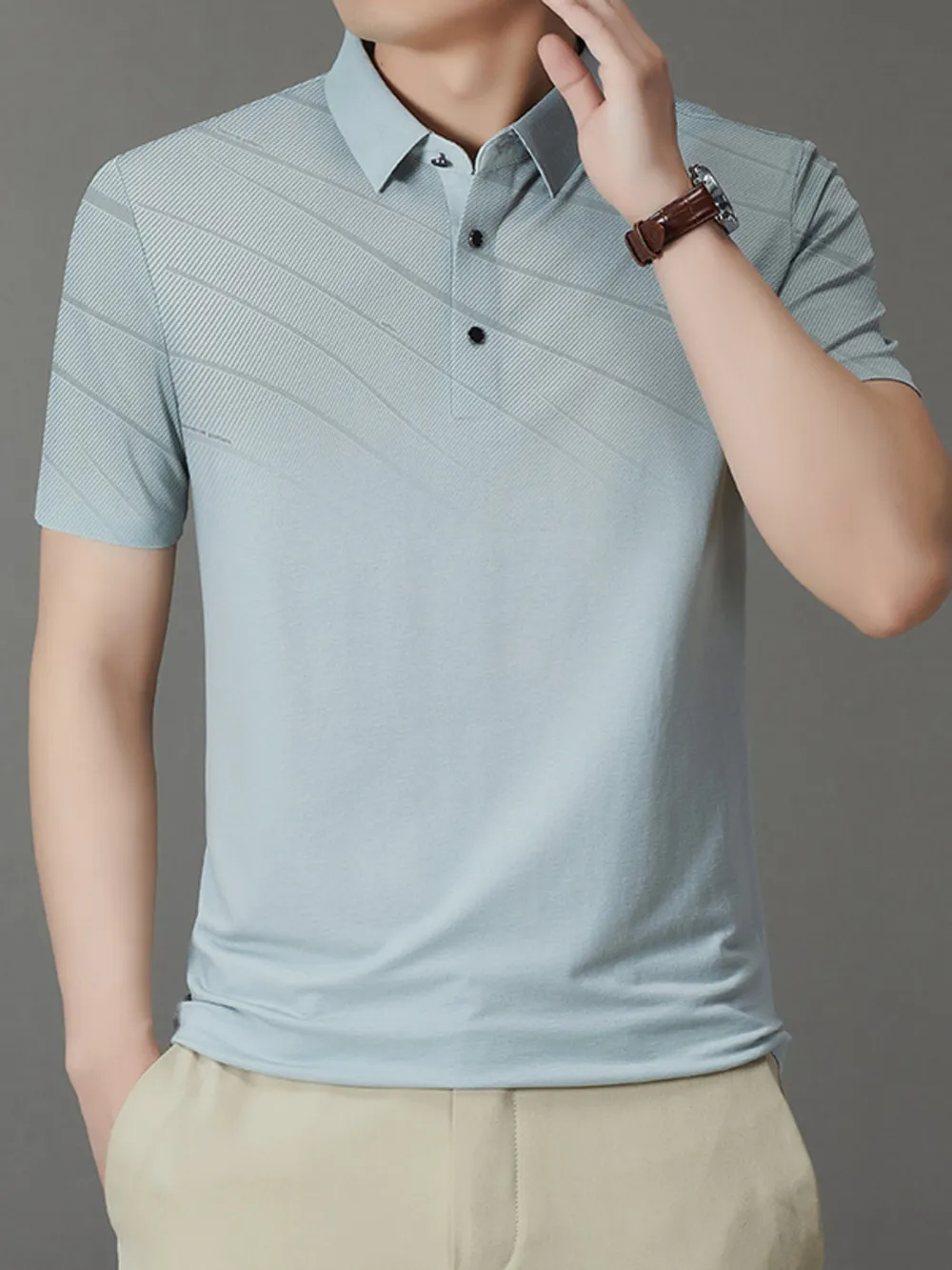 Men's Button Detail Short Sleeve Polo, image 2