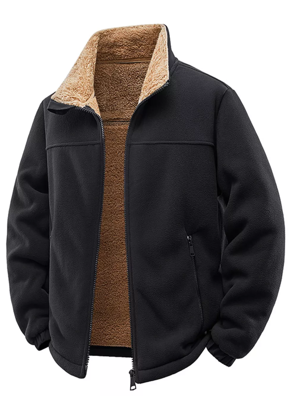 Men's Plus Size Zip Up Fleece Jacket, image 5