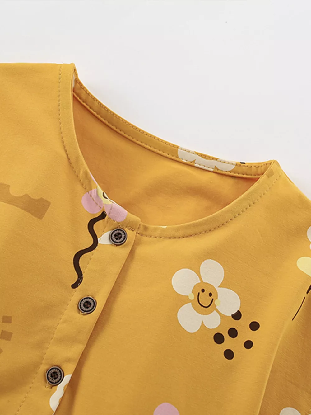 Children's Floral Print Button-Front Casual Dress, image 3