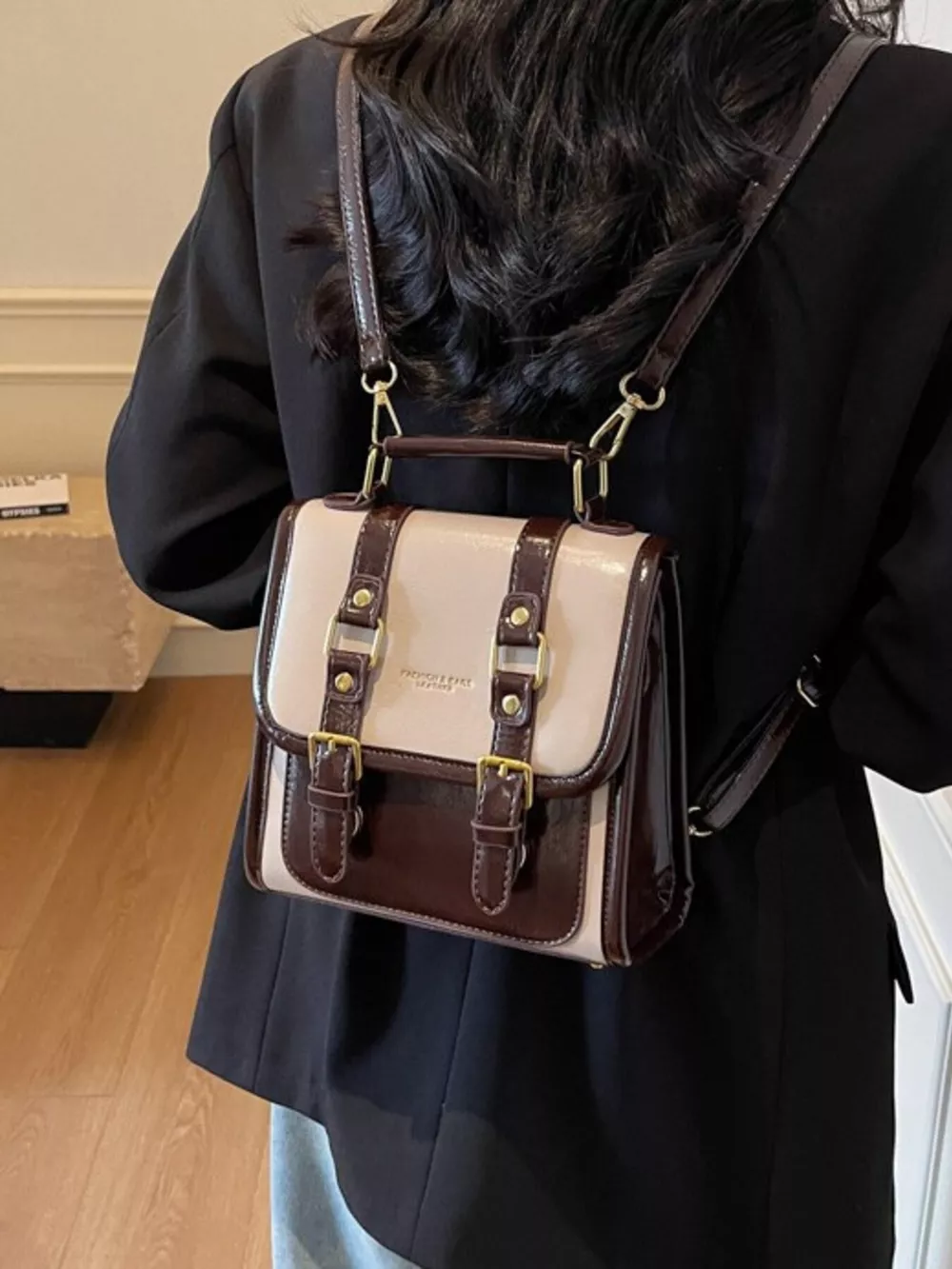 Vintage Style Buckle Backpack Bag, image 4