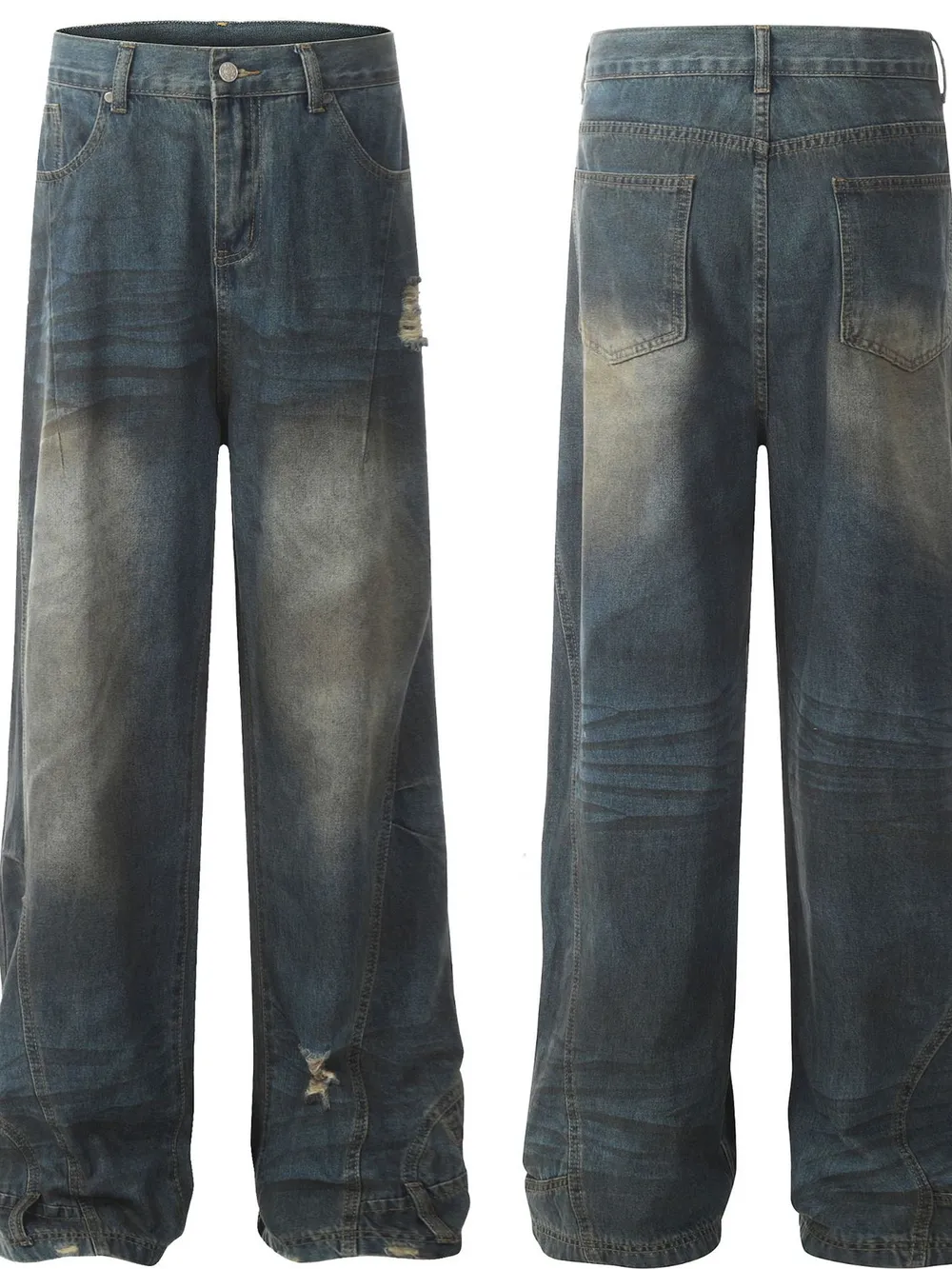 Men's Distressed Wide Leg Jeans, image 4