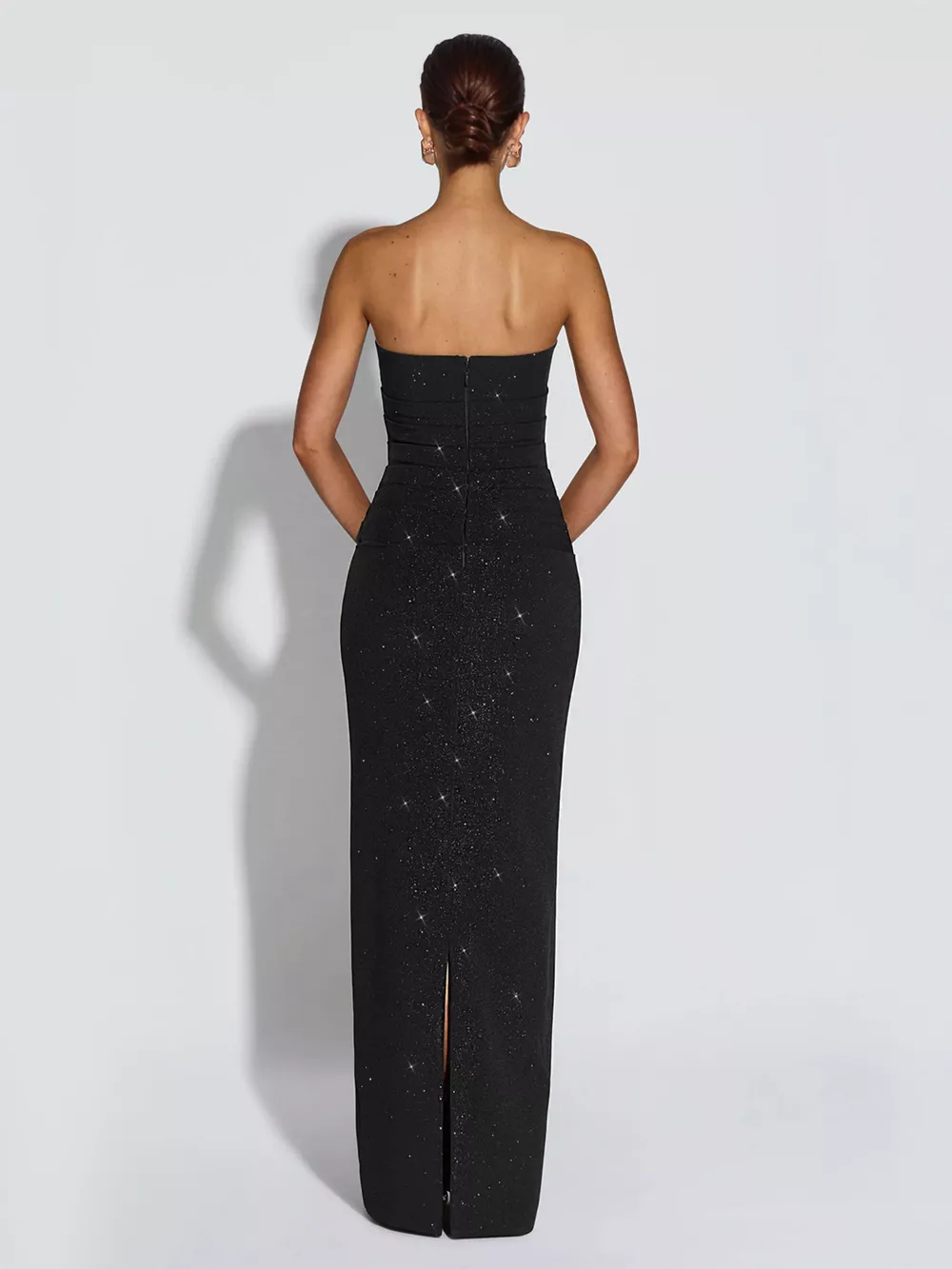 Slit Glitter Tube Maxi Dress with Scarf, image 6