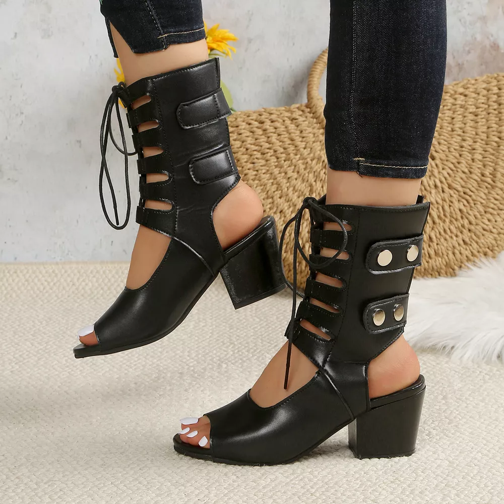 Lace Up Block Heels Sandals, image 3