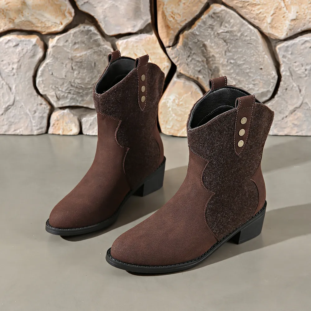 Round Toe Block Heels Boots, image 7