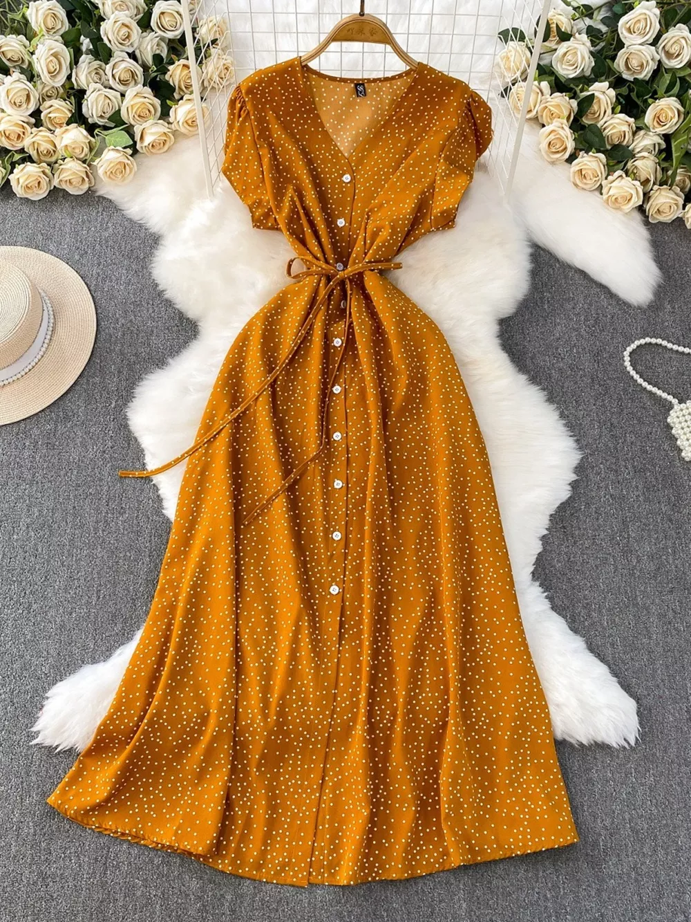 Polka Dot Button-Down Dress, image 2