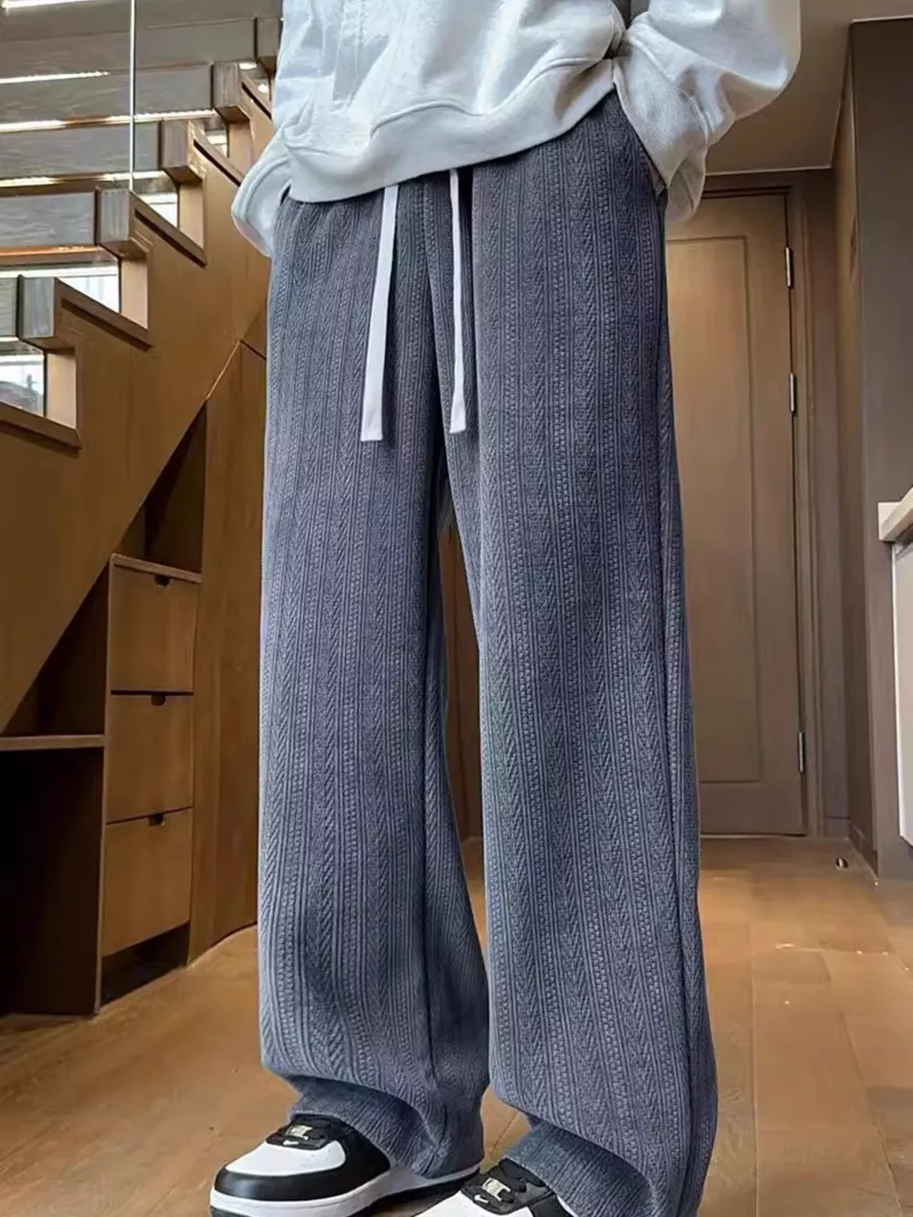 Men's Plus Size Texture Wide Leg Pants, image 2