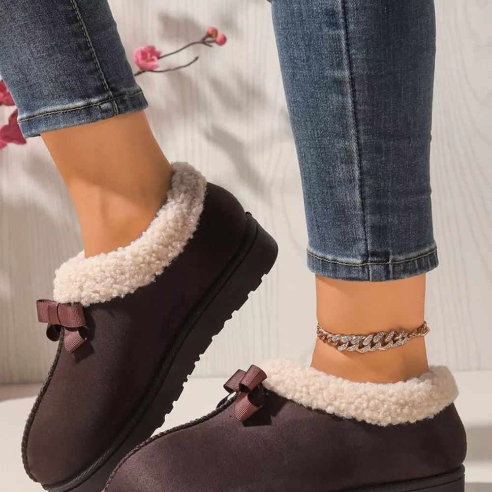 Cozy Bowknot Plush Lined Slip-Ons, image 27
