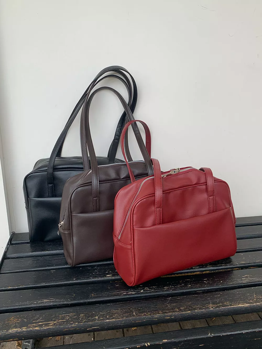 Classic Style Faux Leather Tote Bag, image 2