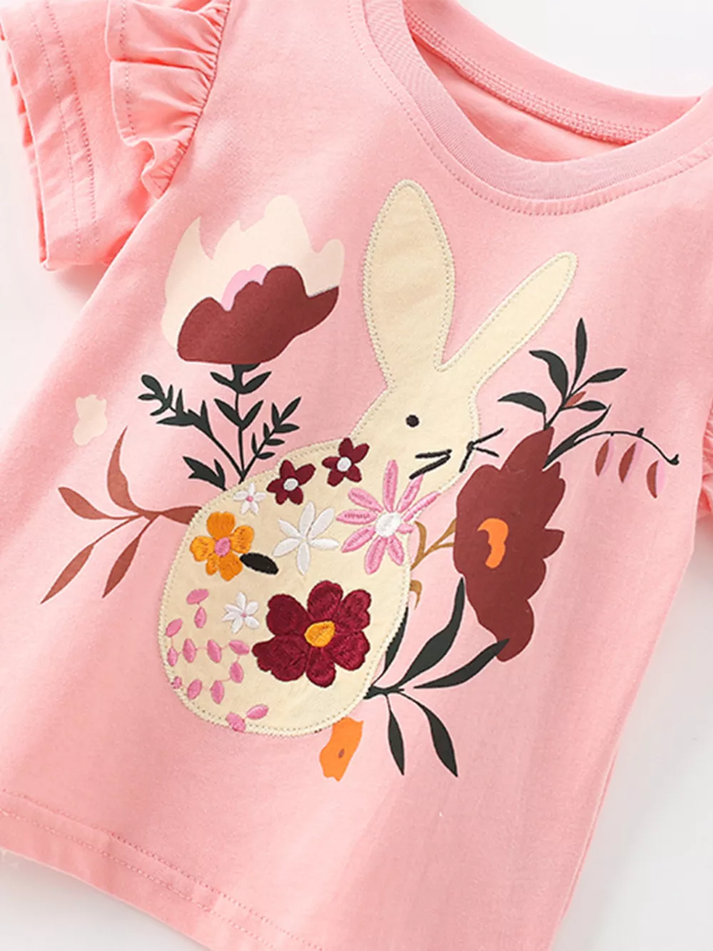 Children's Bunny Floral Ruffle Sleeve T-Shirt, image 3