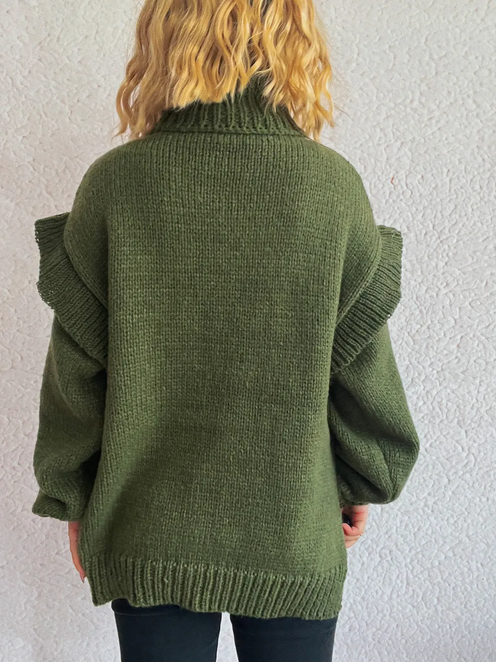 Ruffled Turtleneck Long Sleeve Sweater, image 26
