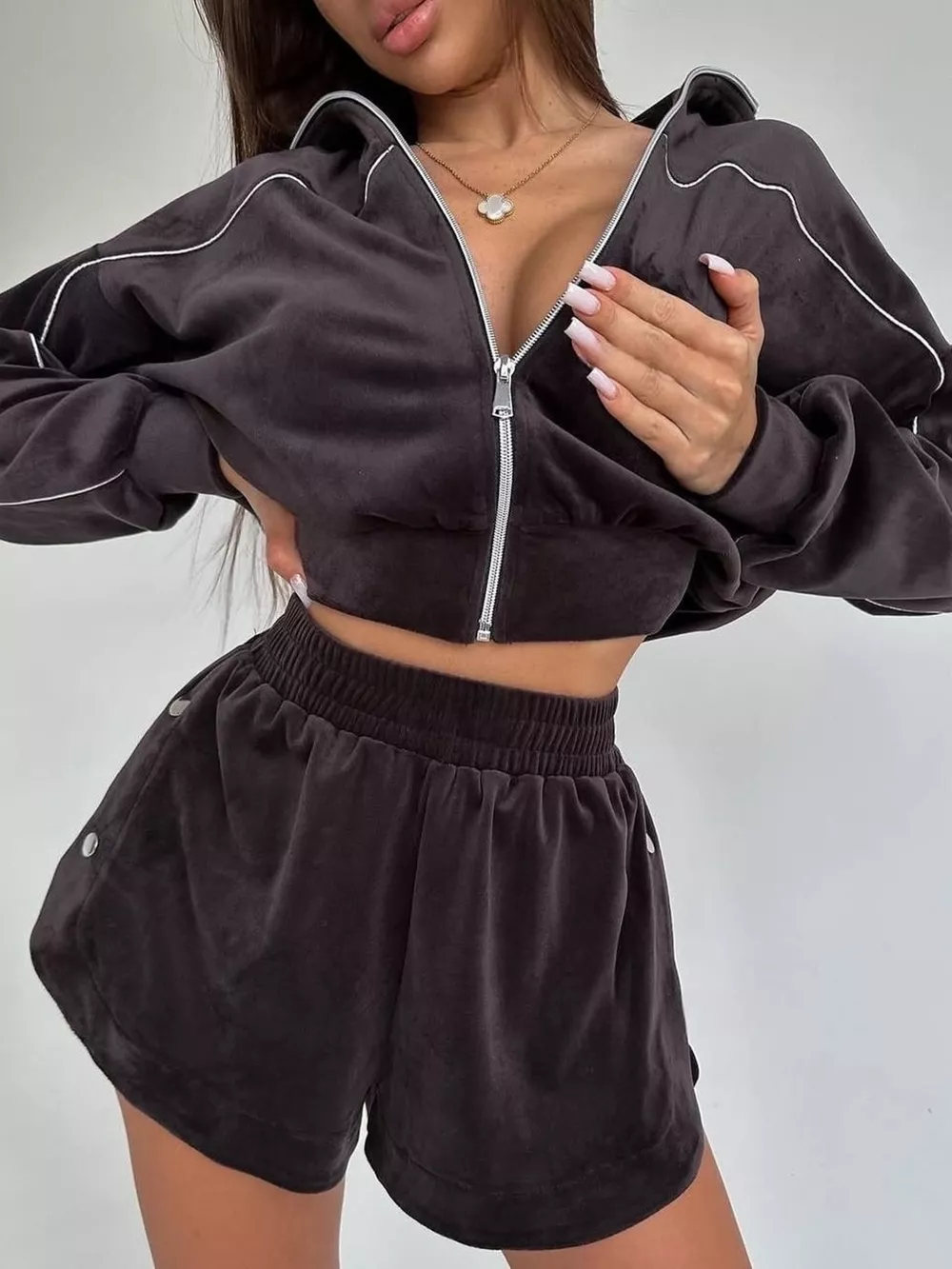 Zip-Up Outerwear and Shorts Set, image 4