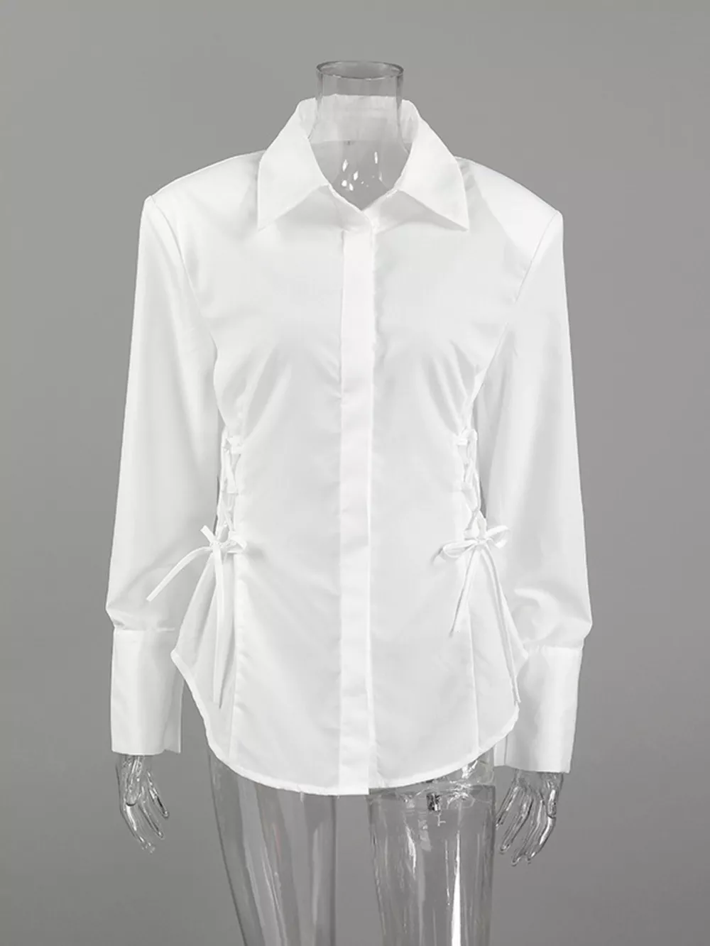 Side Lace Up Button Up Shirt, image 4