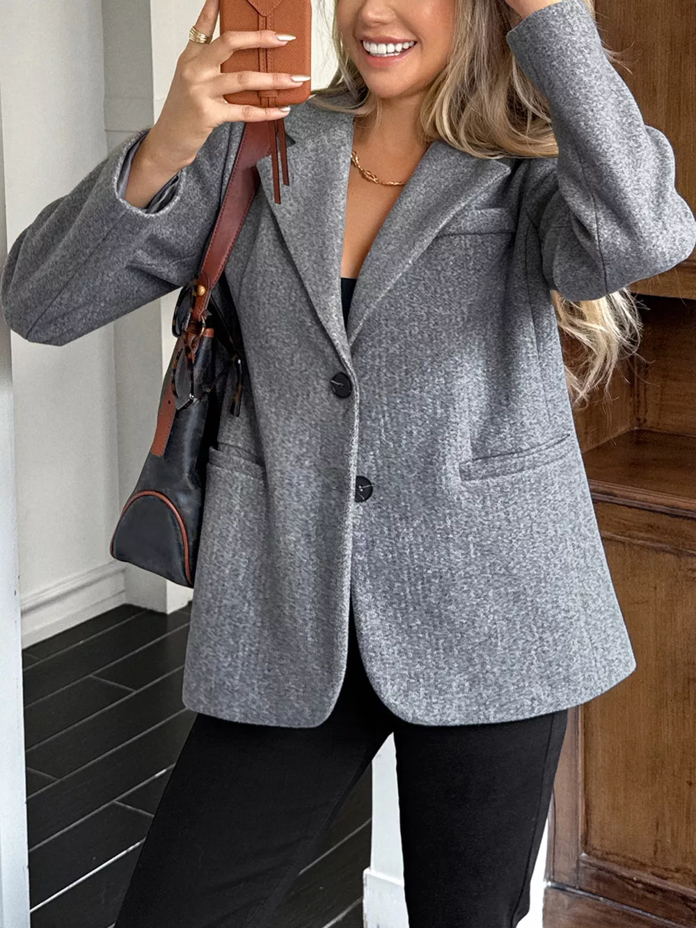 Lapel Collar Button Up Blazer, image 12