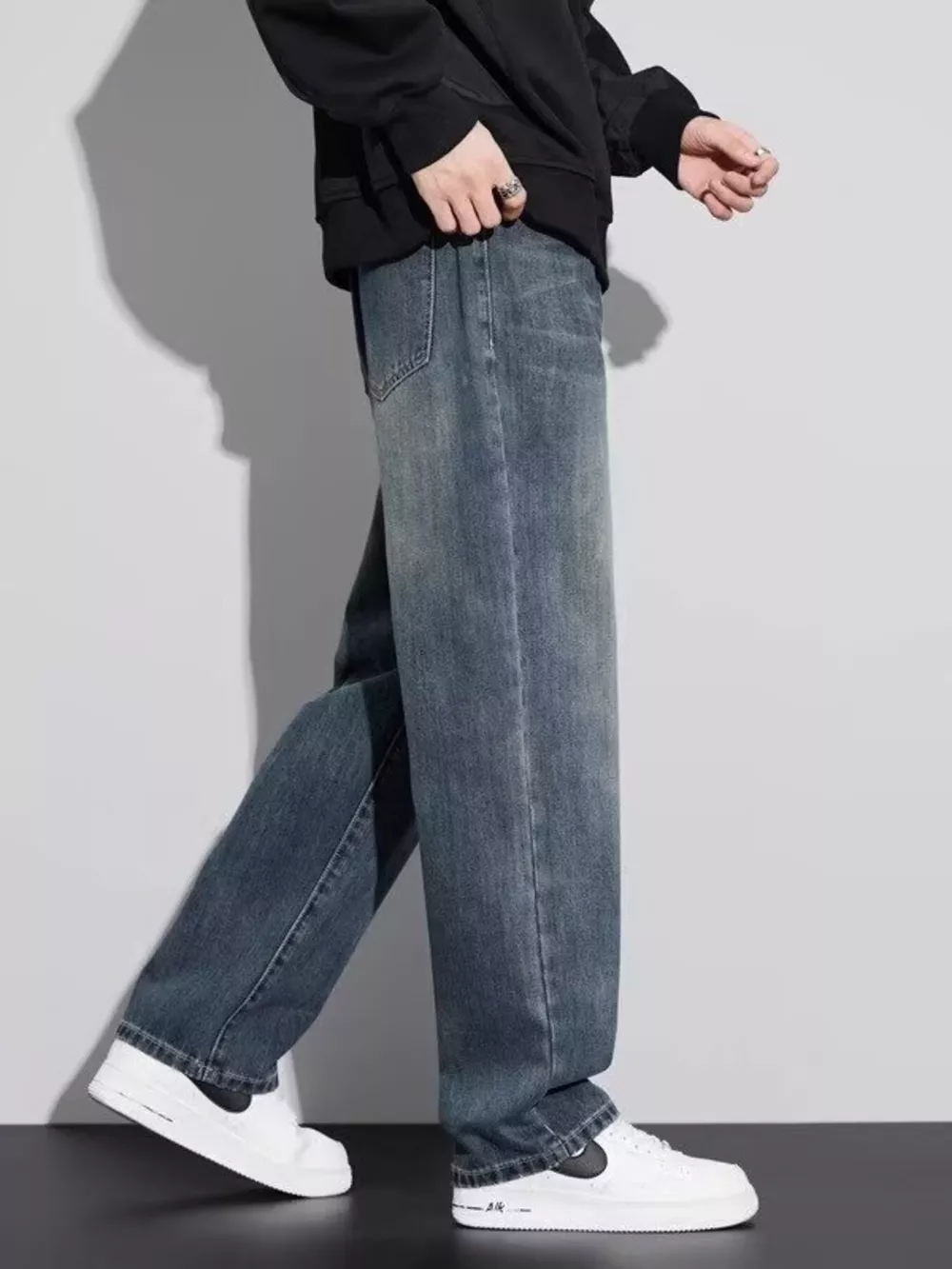Men's Full Size Vintage Wash Wide Leg Jeans Plus Size, image 3