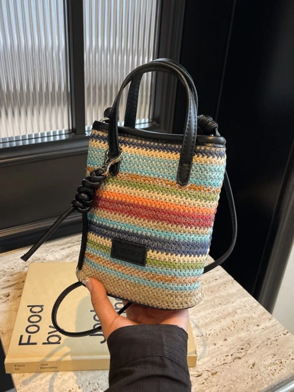 Striped Woven Mini Crossbody Bag