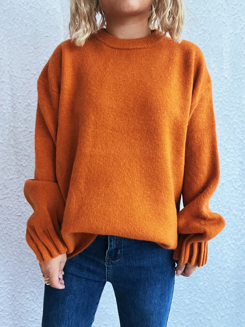 Round Neck Dropped Shoulder Sweater, image 10