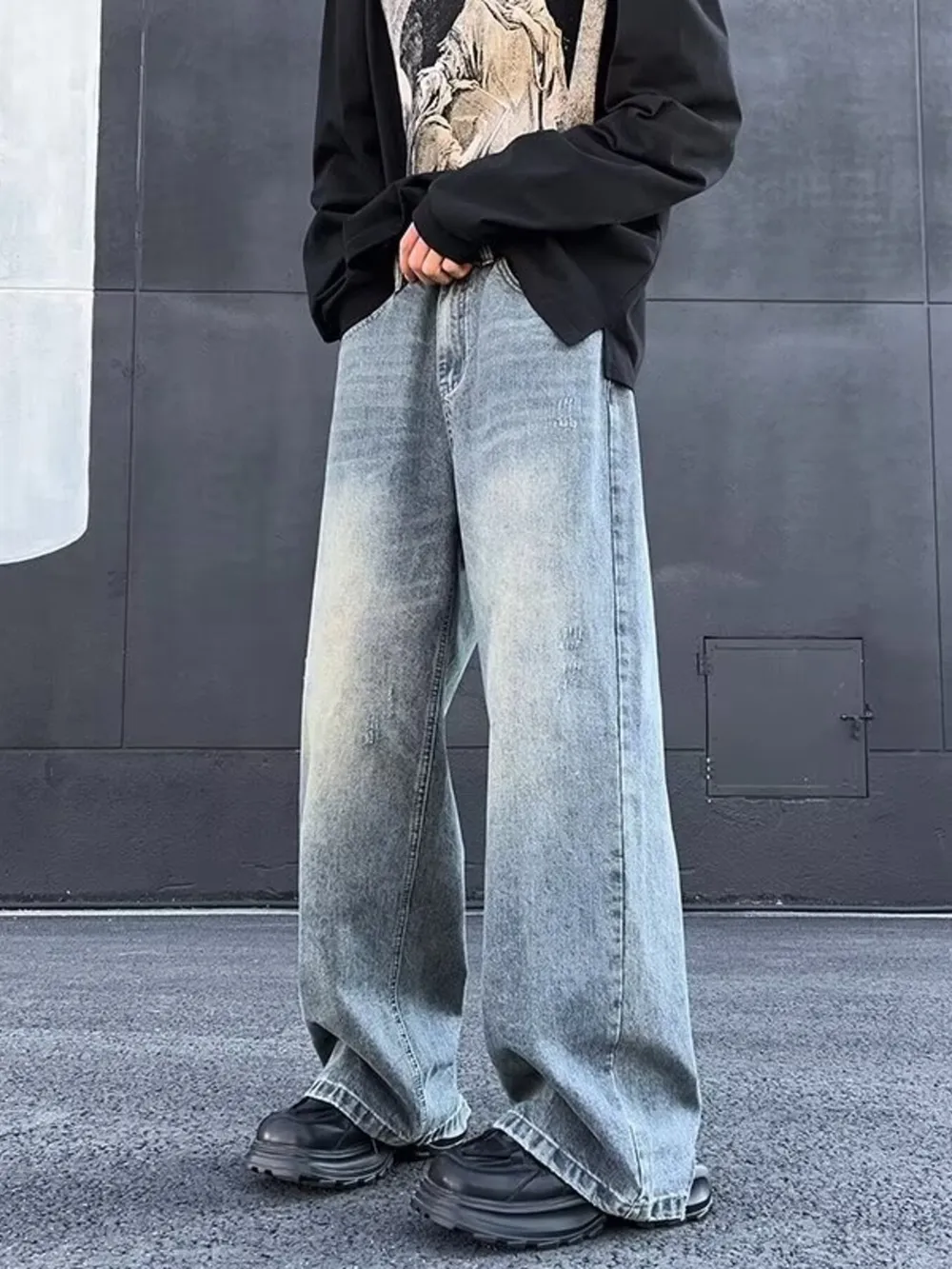 Men's Full Size Wash Wide Leg Jeans Plus Size, image 2