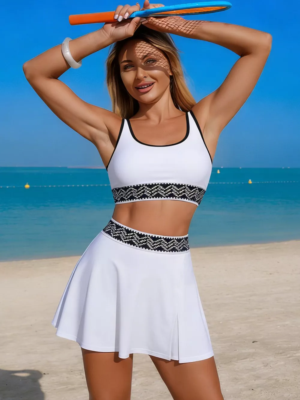 Contrast Trim Tank and Skort Swim Set, image 3
