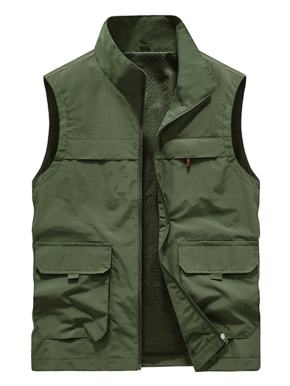 Men's Plus Size Multi-Pocket Zip Up Vest