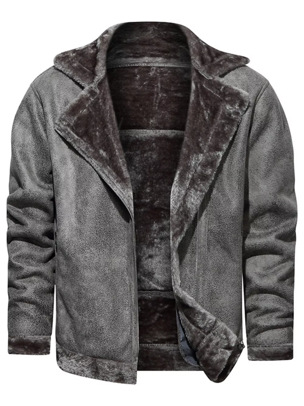 Men's Plus Size Zip Up Fuzzy Outerwear, image 2