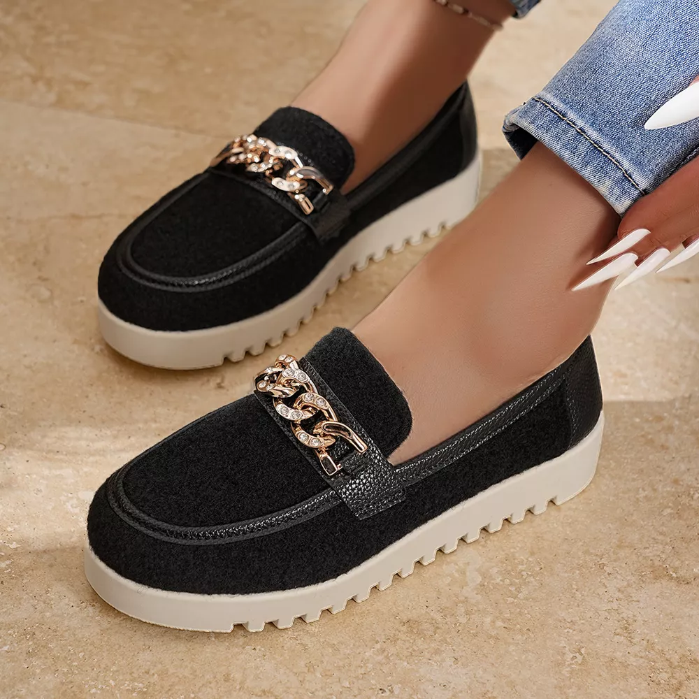 Round Toe Platform Slip-Ons