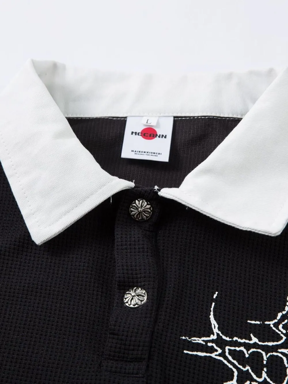Men's Gothic Cross Graphic Contrast Collar Polo, image 6