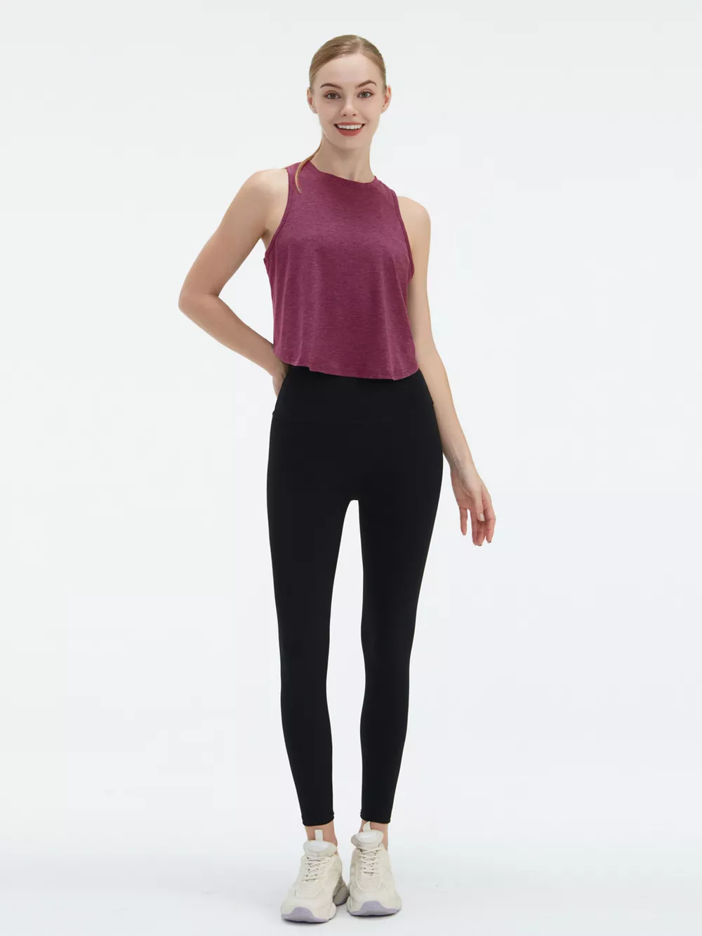 Cutout Back Round Neck Active Tank, image 21