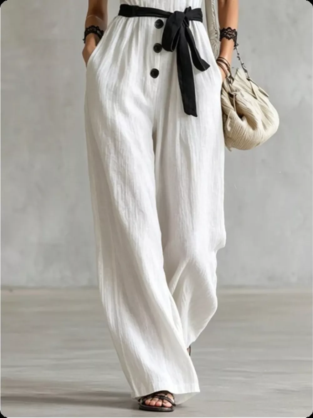 Lace Trim Sleeveless Wide Leg Jumpsuit, image 3
