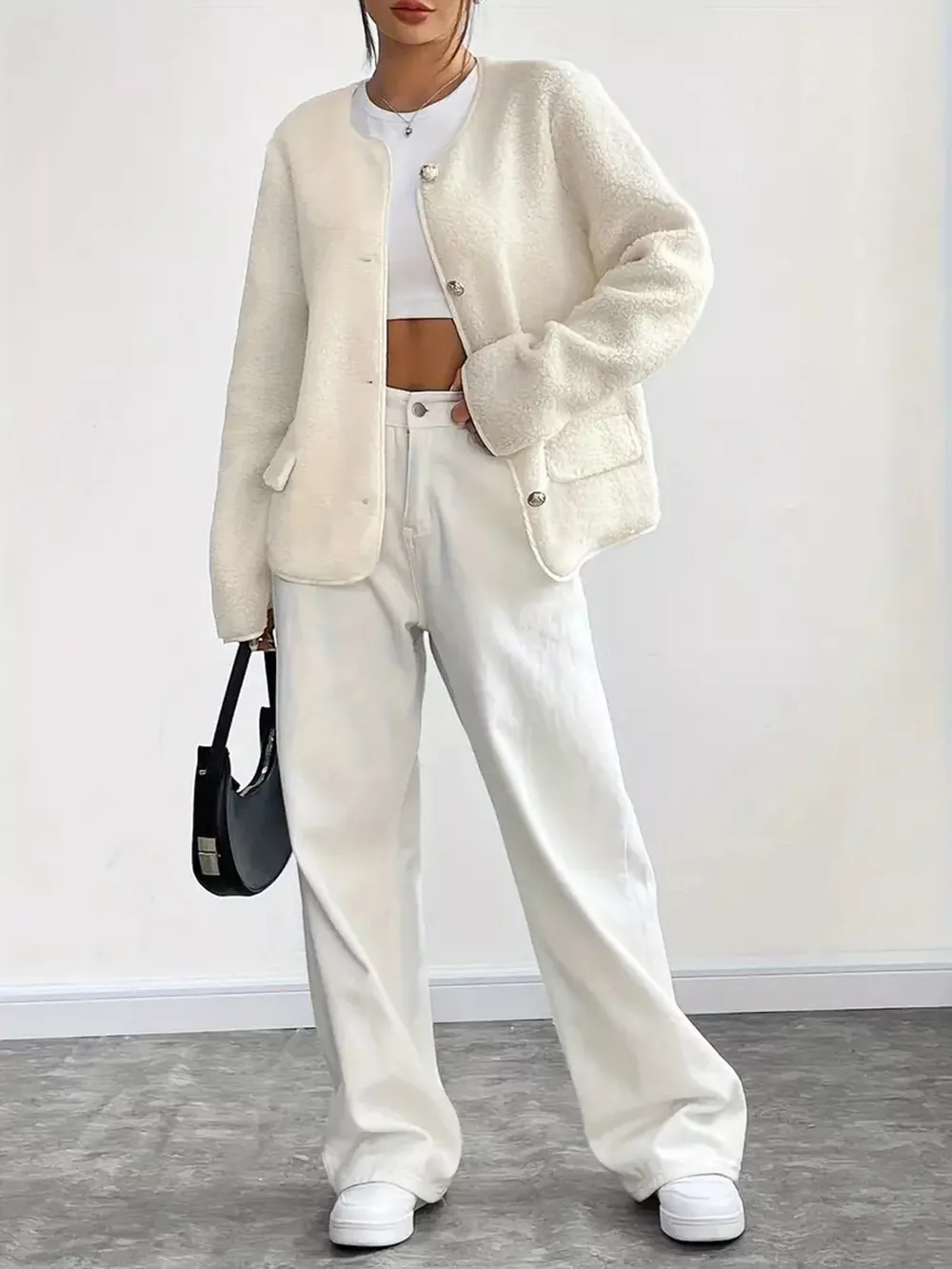 Full Size Textured Button-Up Fleece Outerwear Plus Size, image 6