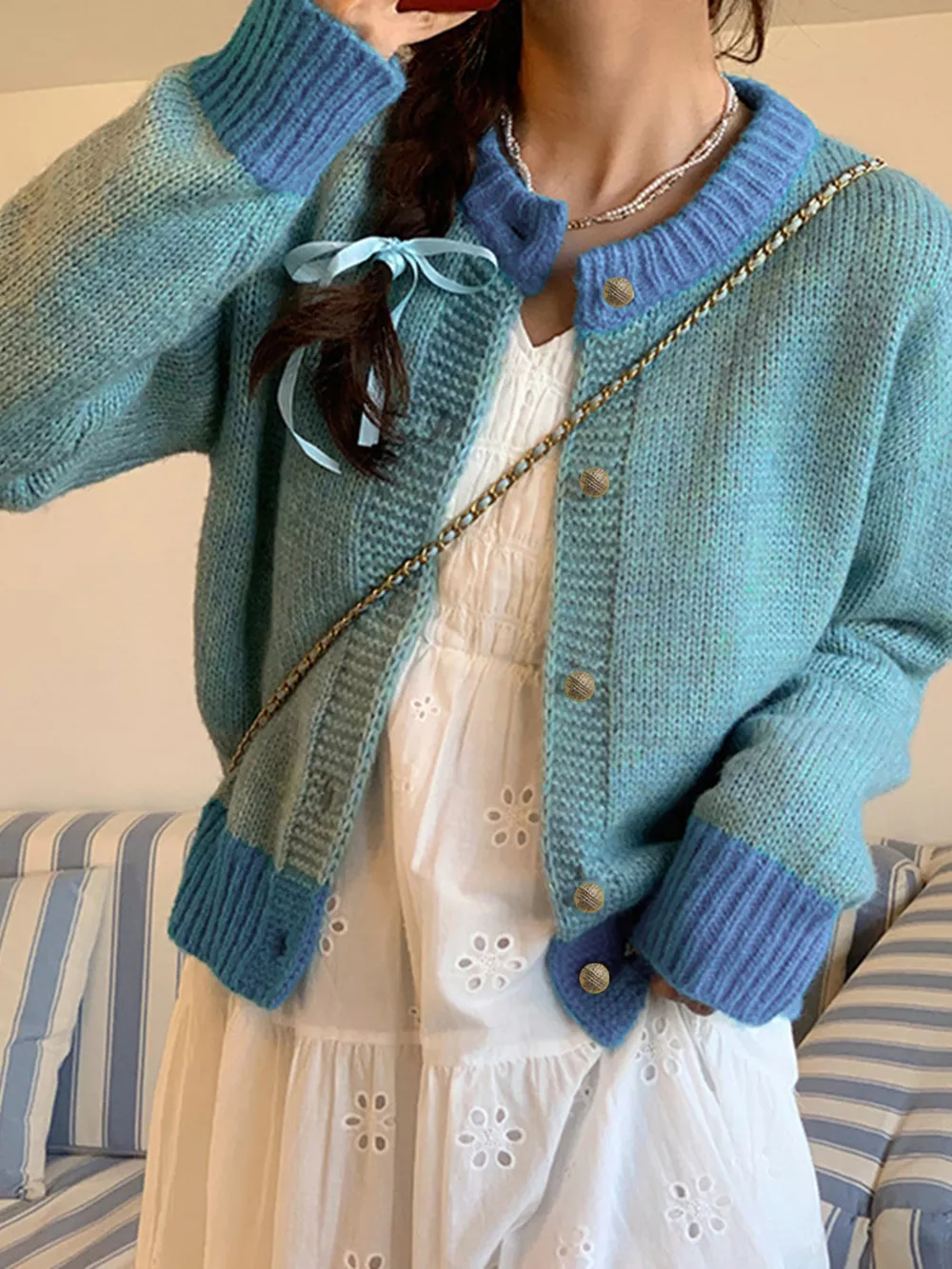 Color Block Button Up Cardigan, image 5