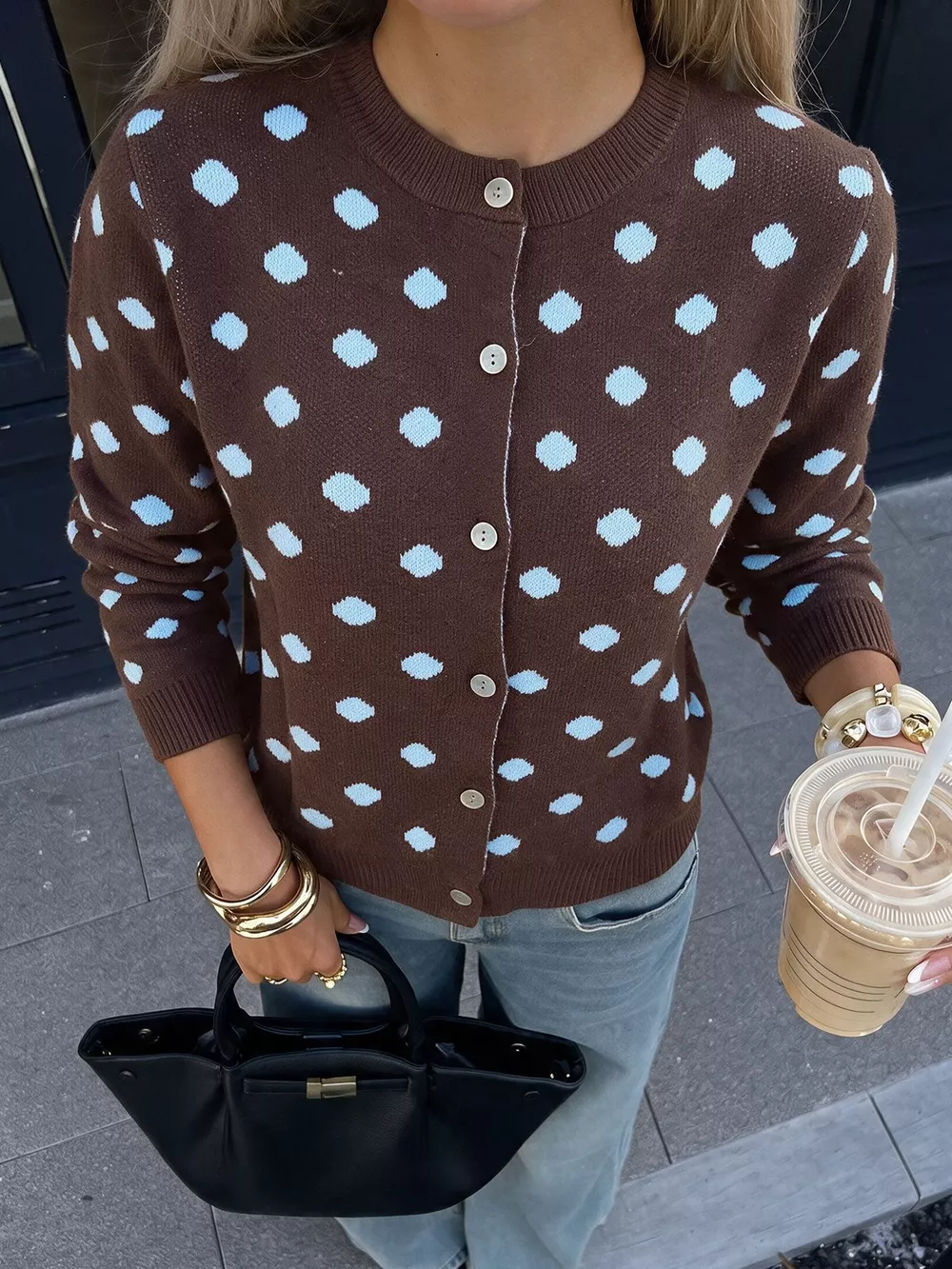 Polka Dot Button Up Cardigan, image 3