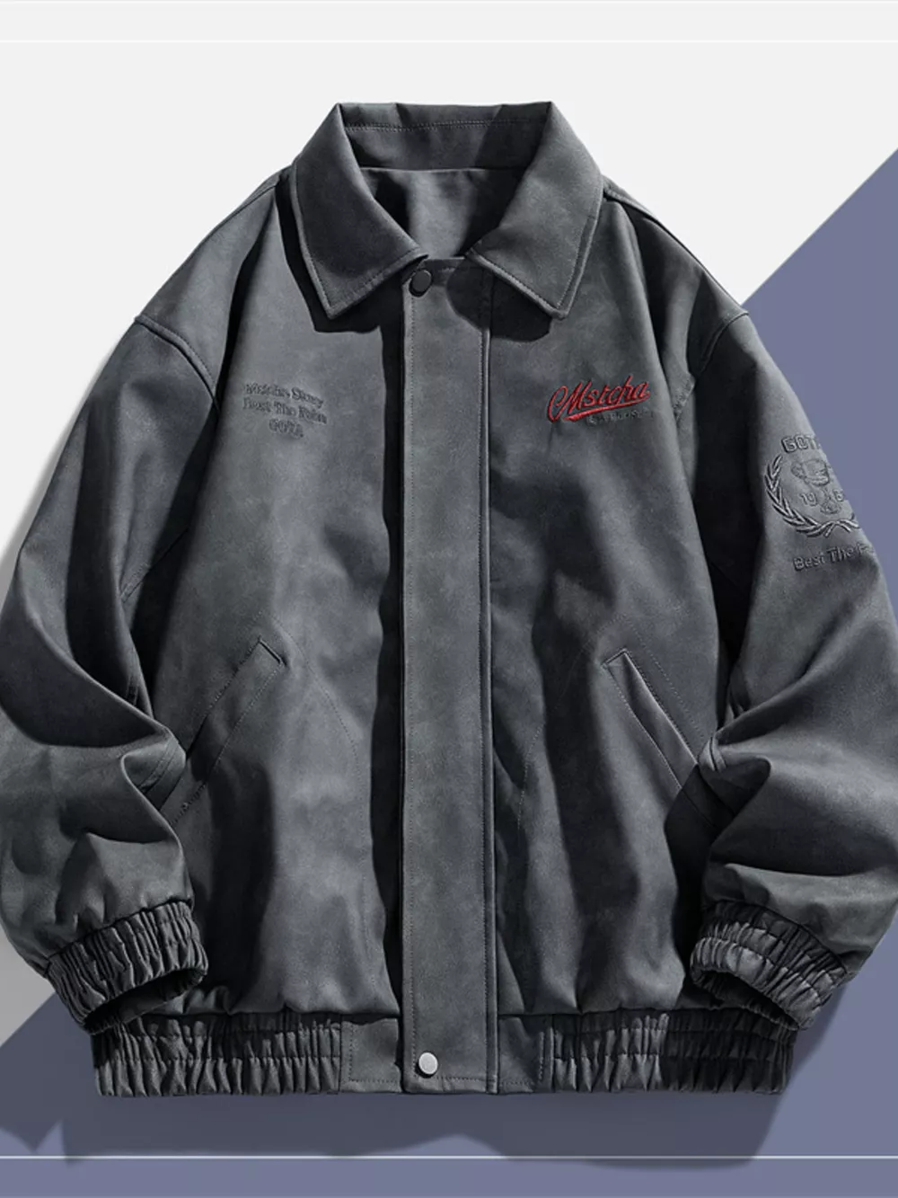 Men's Plus Size Embroidered Elastic Waist Casual Jacket, image 4