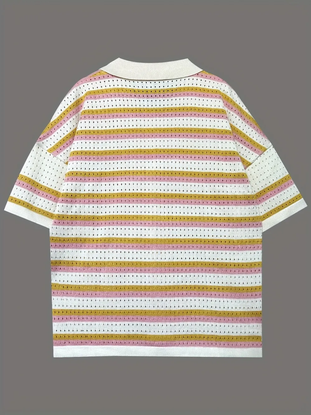 Colorful Striped Button Up Top and Shorts Sweater Set, image 2