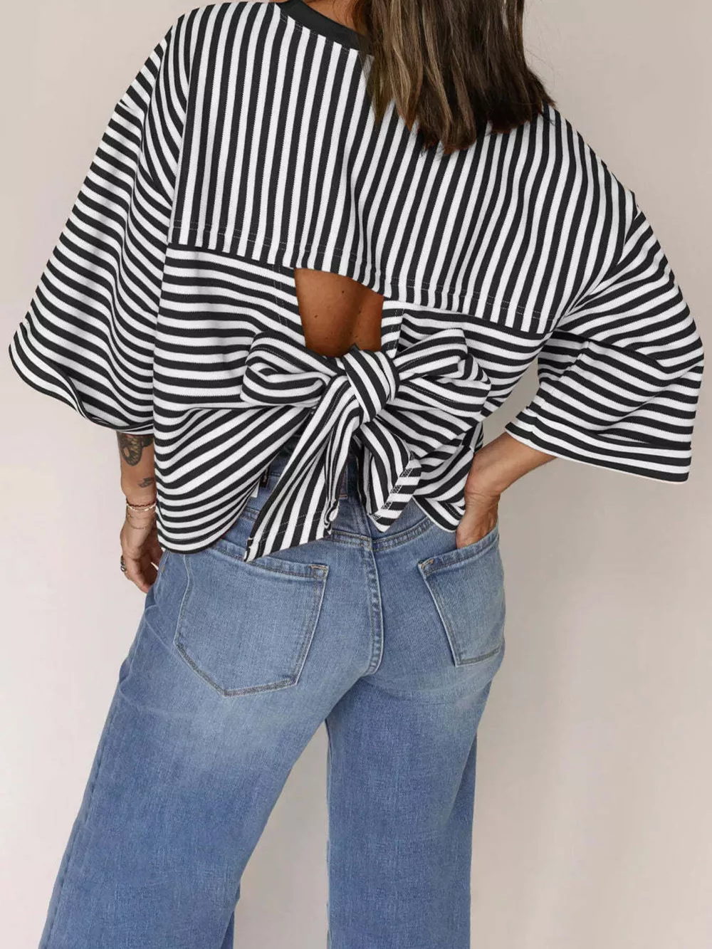 Striped Back Bow Tie T-Shirt, image 6