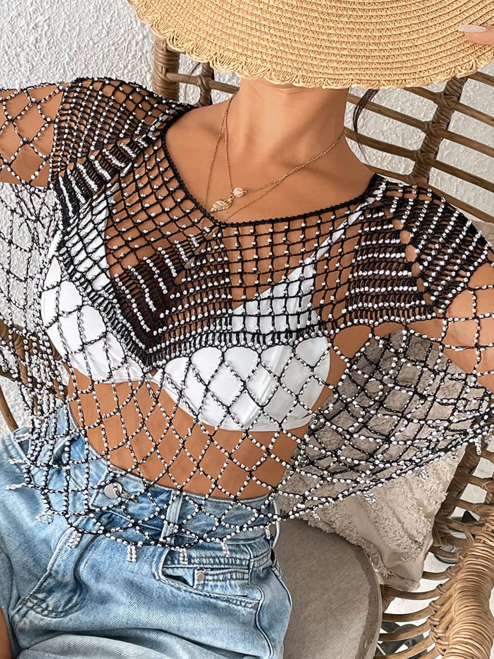 Beaded Crochet Cover Up, image 3