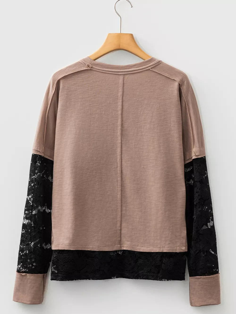 Sheer Lace Patchwork Casual Long Sleeve Tee, image 2