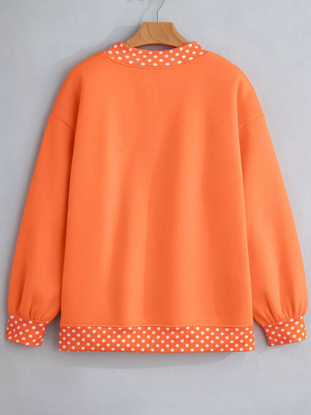 Polka Dot Trim Contrast Crew Neck Sweatshirt, image 13