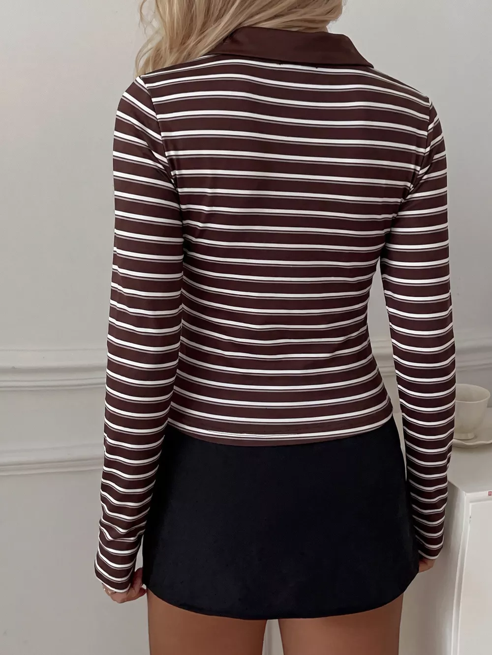 Striped Long Sleeve Polo T-Shirt, image 5