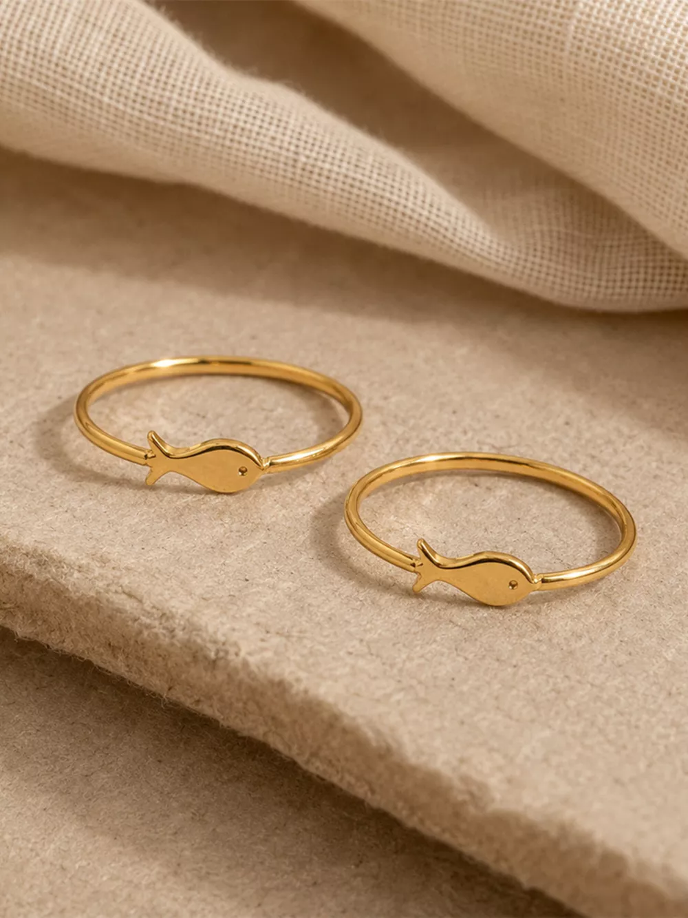 18K Gold-Plated Stainless Steel Fish Ring, image 6
