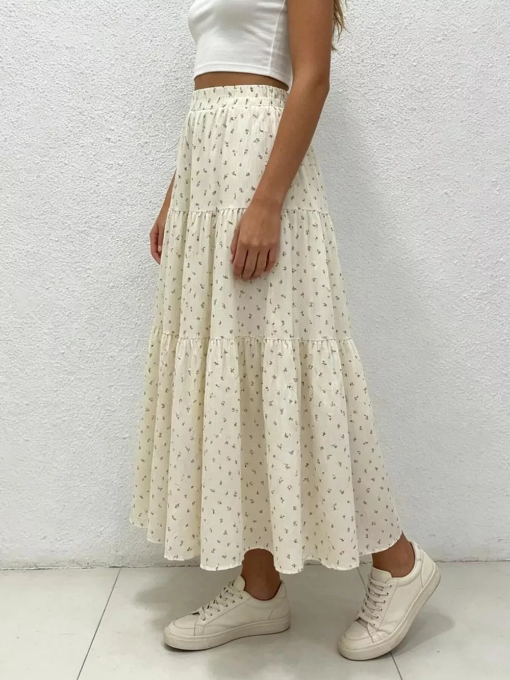 Floral Print Tiered Flowy Maxi Skirt, image 4
