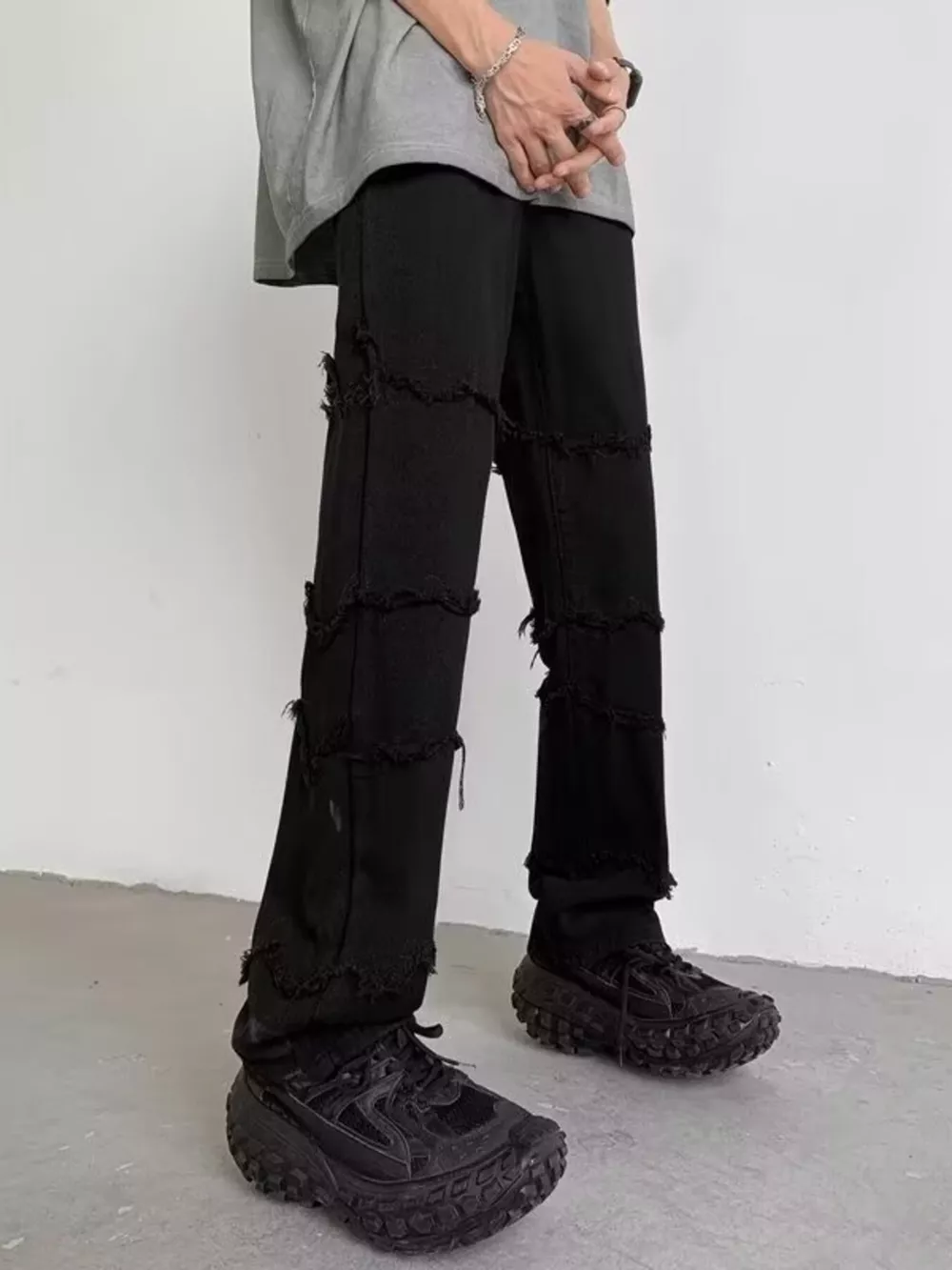 Men's Full Size Raw Hem Jeans Plus Size, image 2