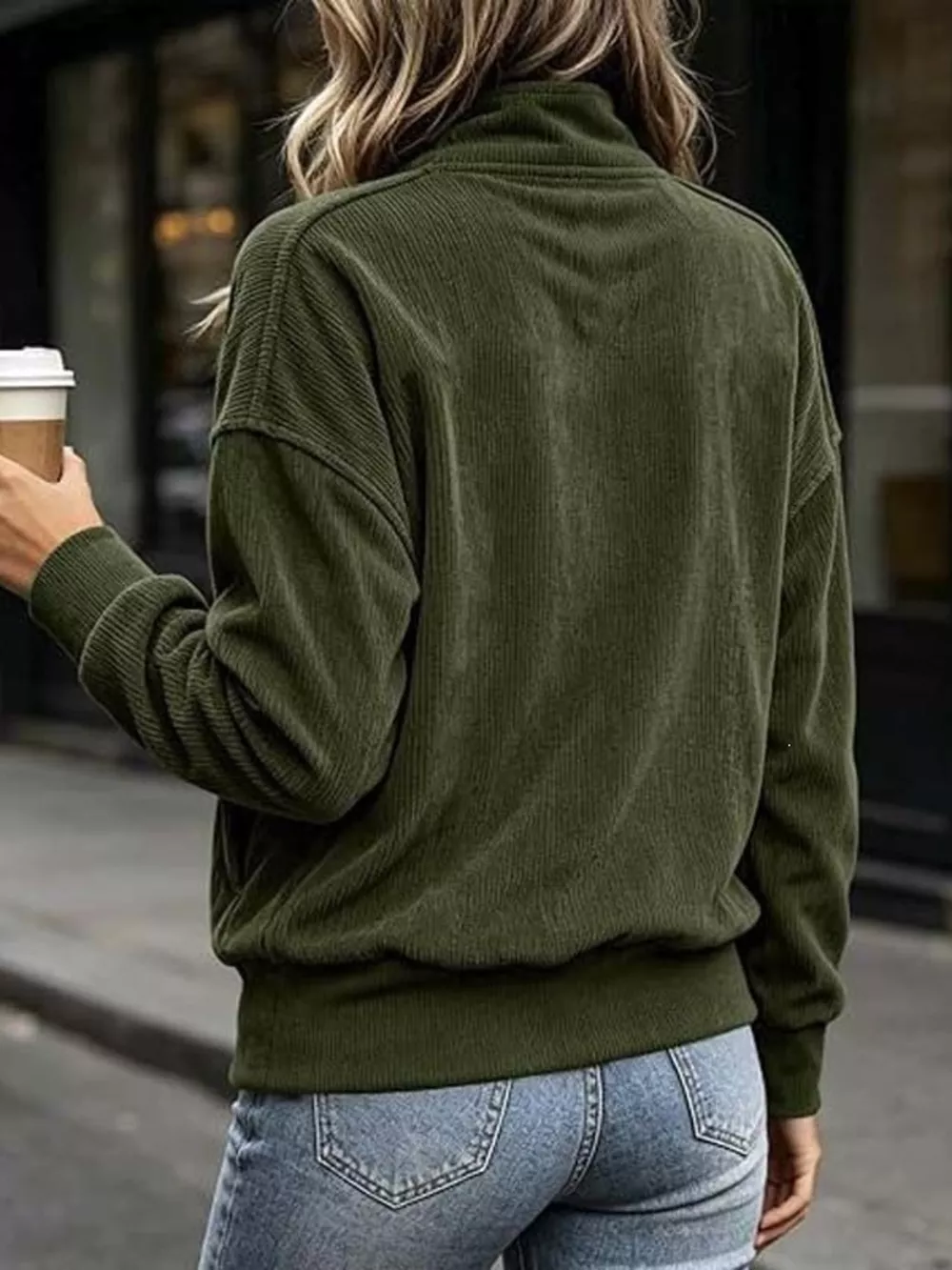 Full Size Quarter Snap Kangaroo Pocket Sweatshirt Plus Size, image 8