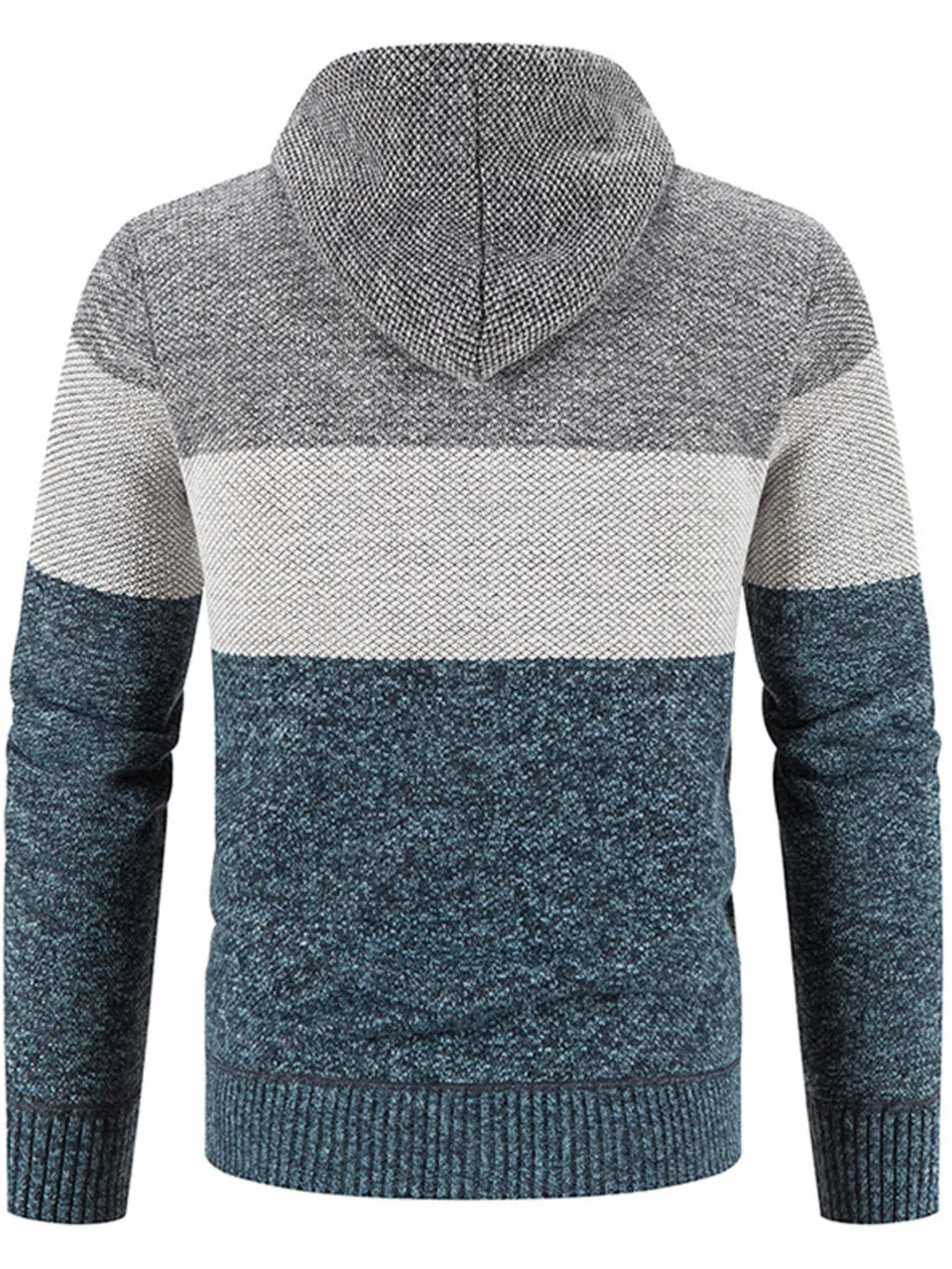 Men's Plus Size Drawstring Color Block Zip Up Cardigan, image 3