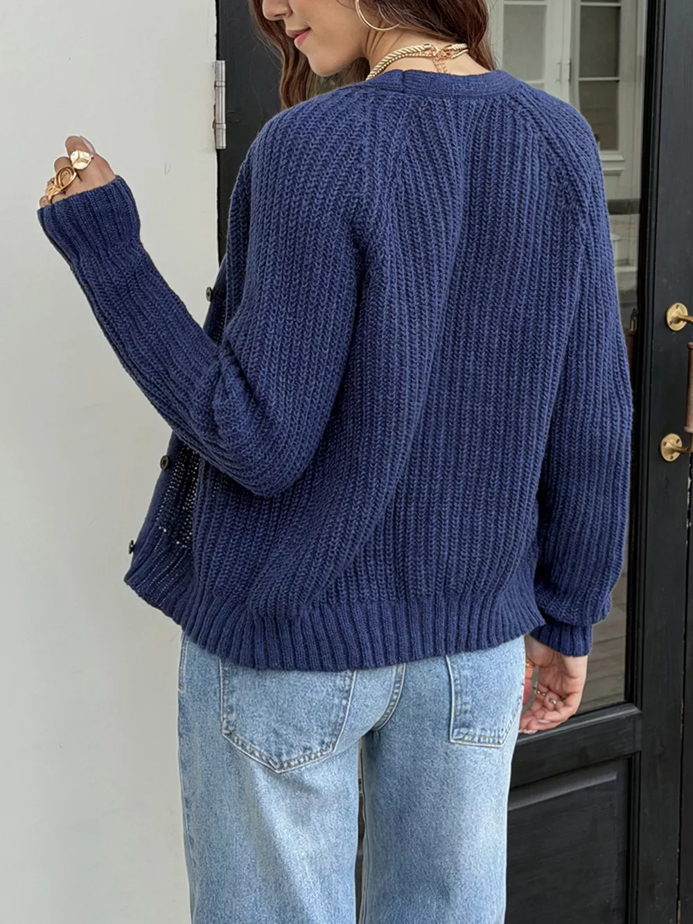 V-Neck Button-Down Cardigan, image 5