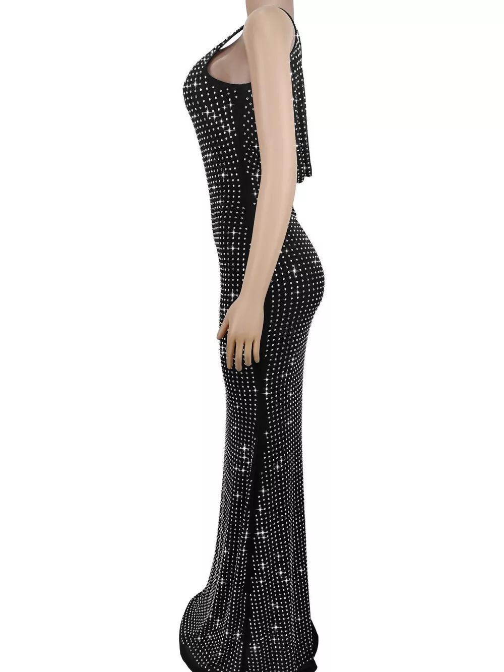 Sleeveless Rhinestone Embellished Bodycon Maxi Dress, image 4