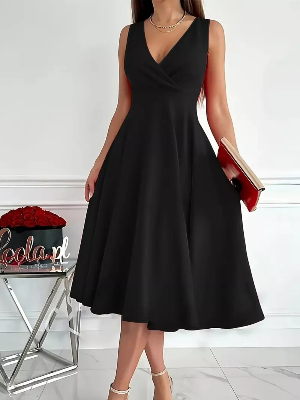 Sleeveless A-Line Midi Dress