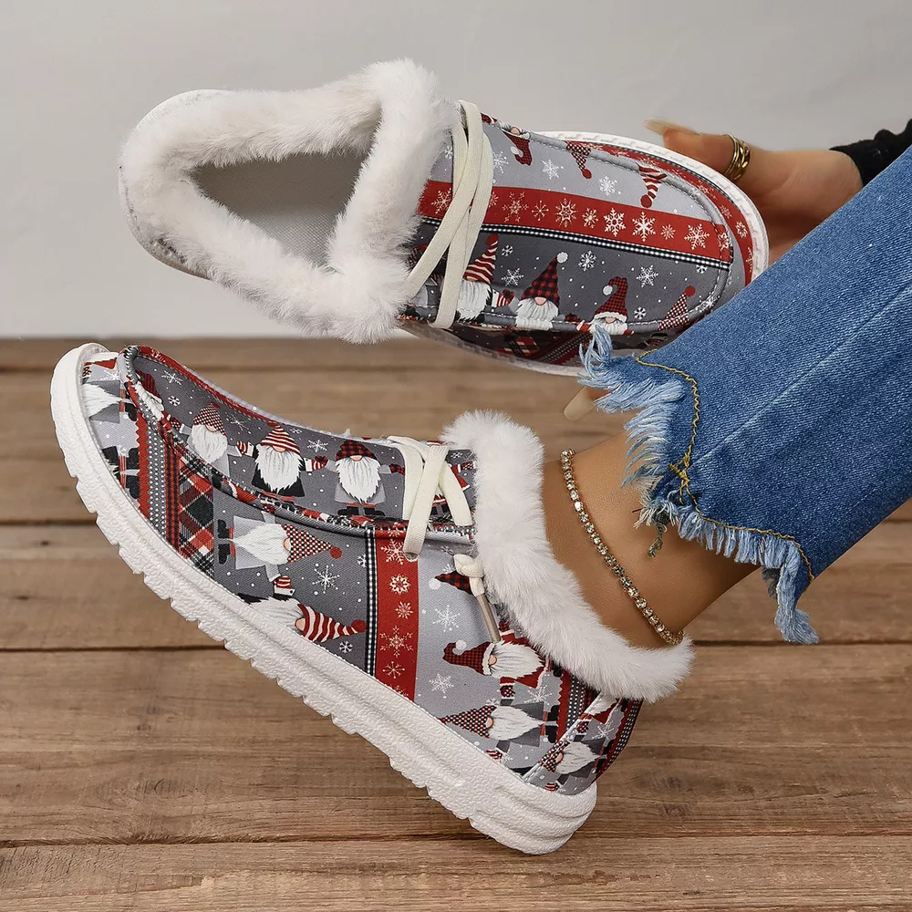 Christmas Print Round Toe Sneakers, image 5
