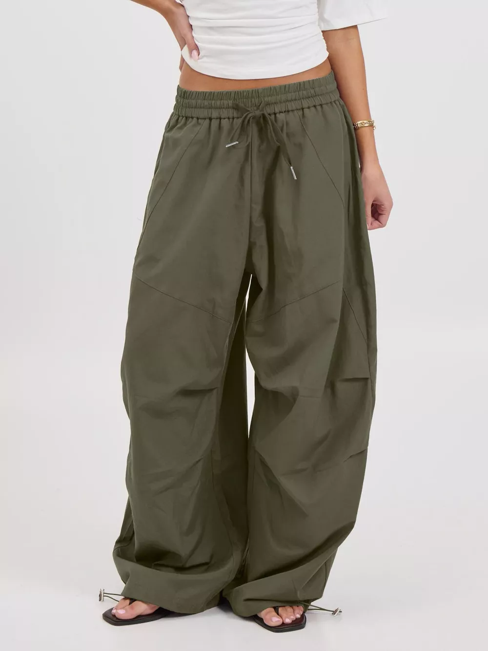 Drawstring Wide Leg Pants