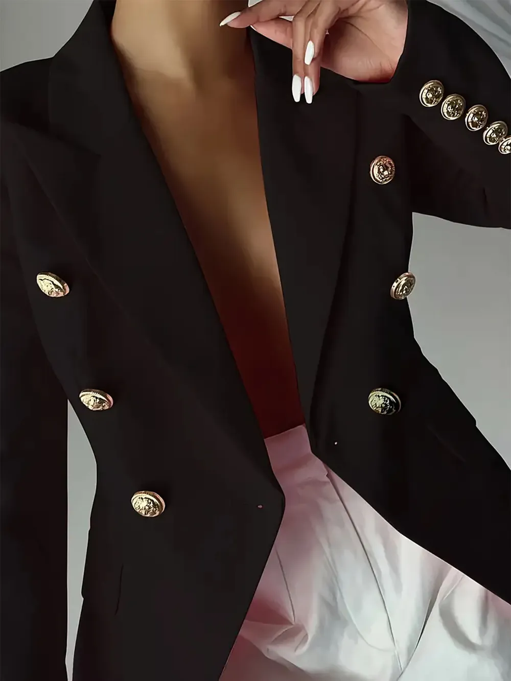 Decor Button Lapel Collar Blazer, image 5