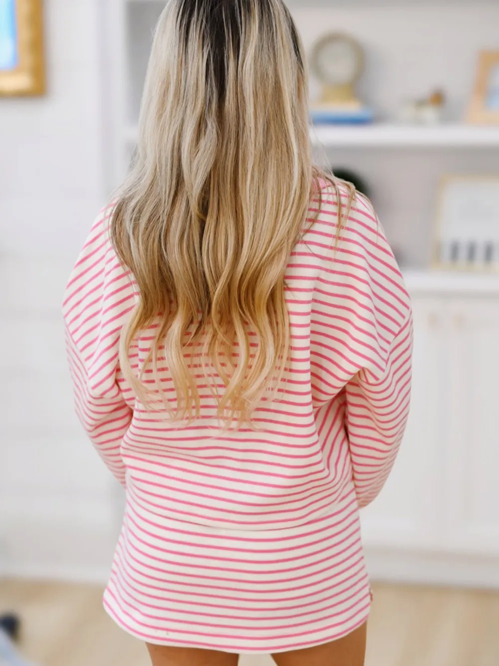 Striped Top and Skirt Set with Drawstring, image 3